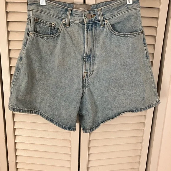 Everlane The A-Line Denim Organic Cotton High Rise Short in Powder Blue Size 27 - Picture 2 of 4